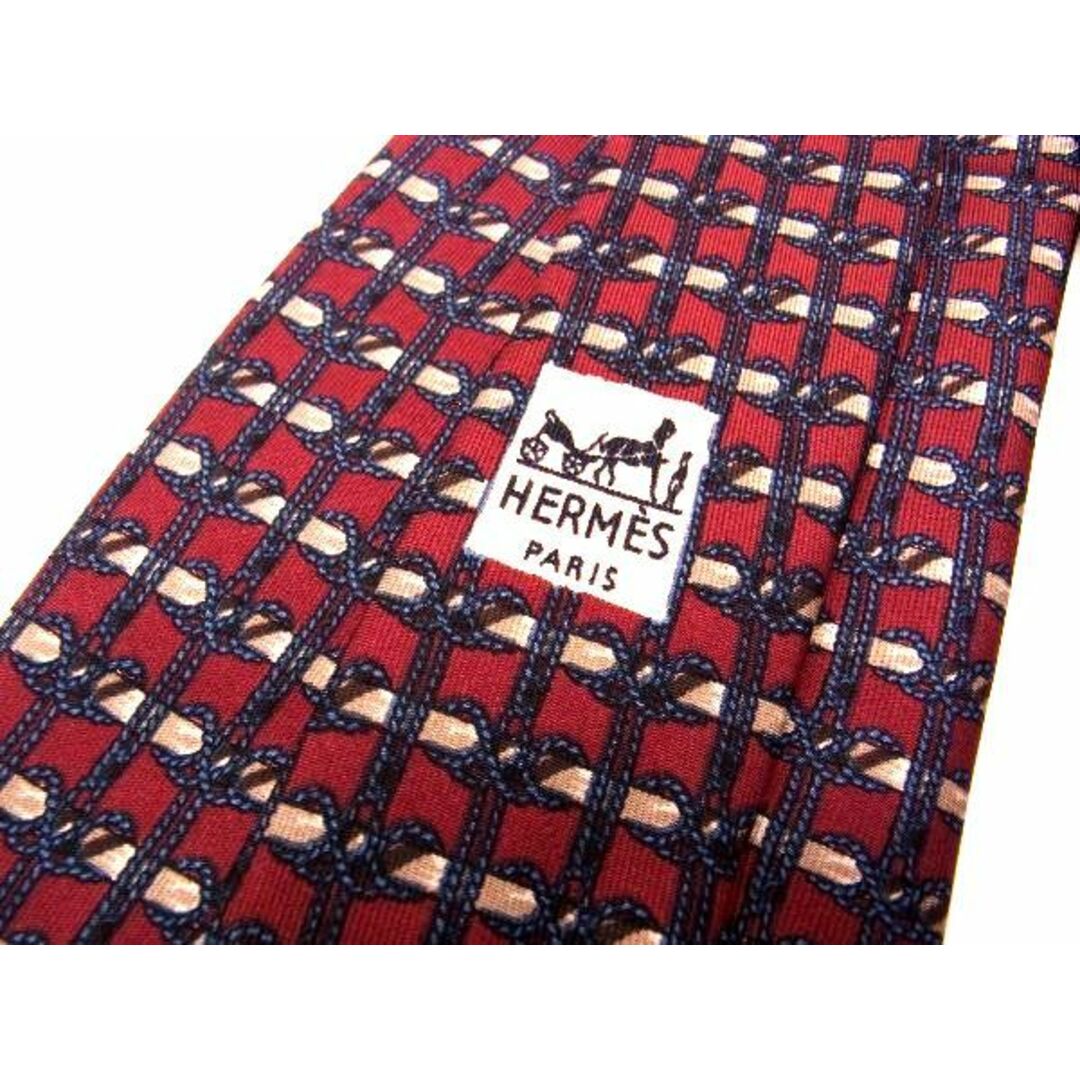 Hermes(エルメス)の■美品■ HERMES エルメス シルク100% 総柄 ネクタイ ビジネス 紳士 メンズ ボルドー系×マルチカラー DD8371 メンズのファッション小物(ネクタイ)の商品写真