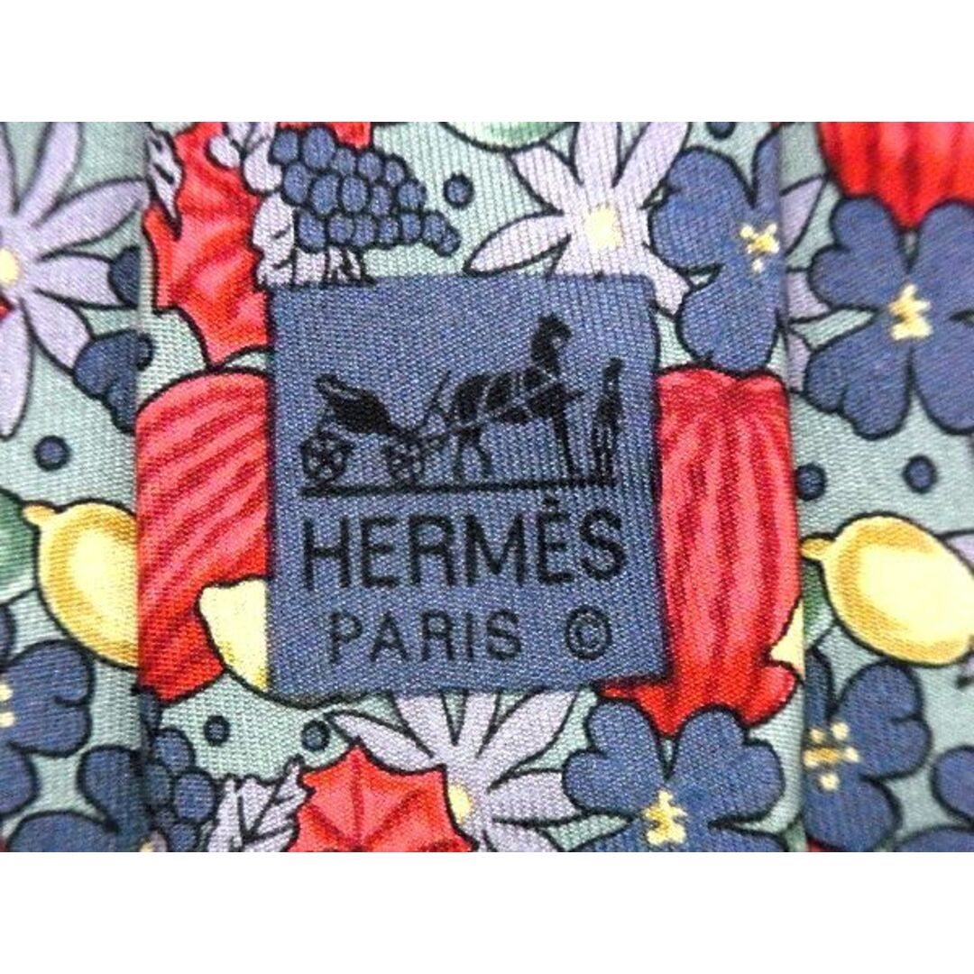 Hermes(エルメス)の■極美品■ HERMES エルメス シルク100% 総柄 ネクタイ ビジネス 紳士 メンズ グリーン系×マルチカラー DD5736 メンズのファッション小物(ネクタイ)の商品写真