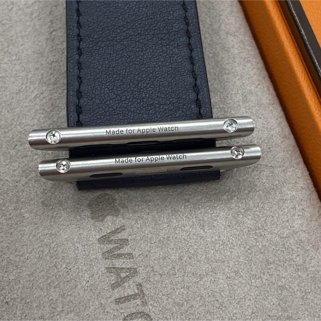 Apple Watch - アップルウォッチ シンプルベルト 紺.エルメス Apple