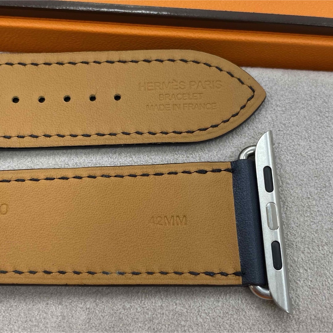 Apple Watch - アップルウォッチ シンプルベルト 紺.エルメス Apple