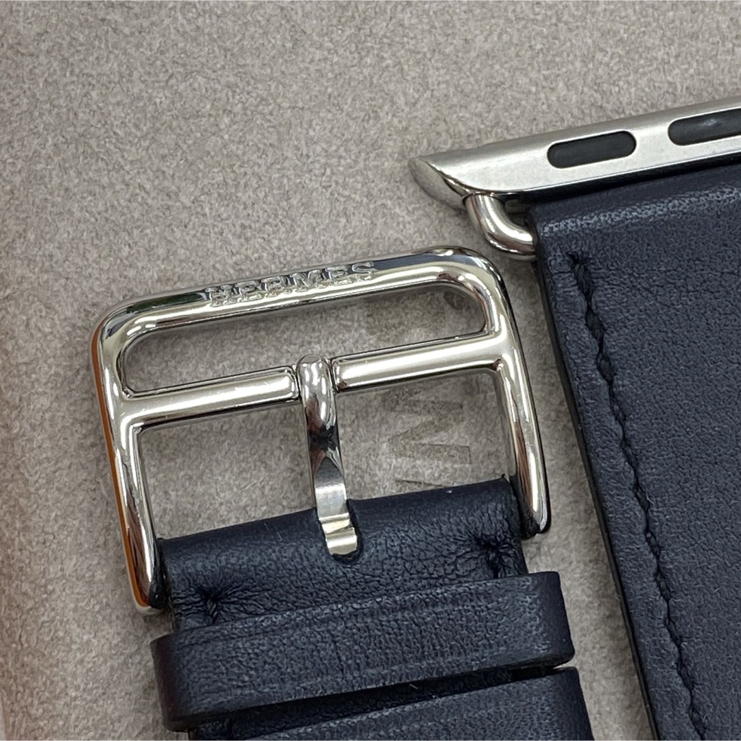 Apple Watch - アップルウォッチ シンプルベルト 紺.エルメス Apple