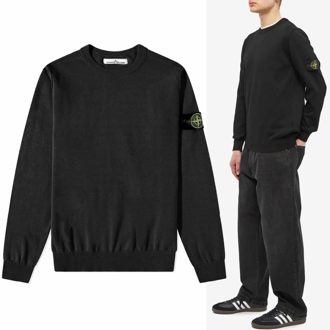 約720センチ袖丈送料無料 21 STONE ISLAND ストーンアイランド 1015540B2 A0029 ブラック ニット セーター size XL