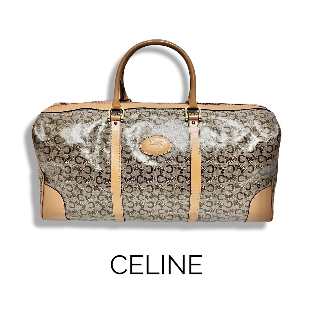 CELINE セリーヌ レザー×キャンバス ミニボストンバッグ 馬車 トリオンフ