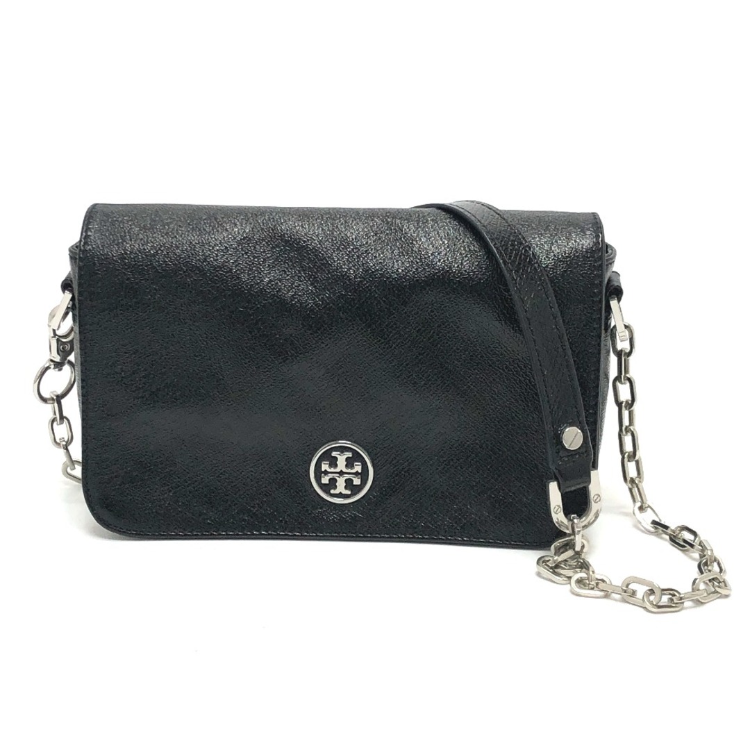 約1215cmストラップトリーバーチ Tory Burch ロゴ カバン ポシェット ショルダーバッグ レザー ブラック