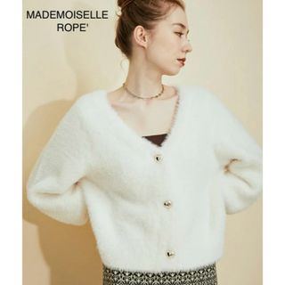 ロペマドモアゼル(ROPE mademoiselle)のMADEMOISELLE ROPE' ハートボタンフェザーカーディガン(カーディガン)