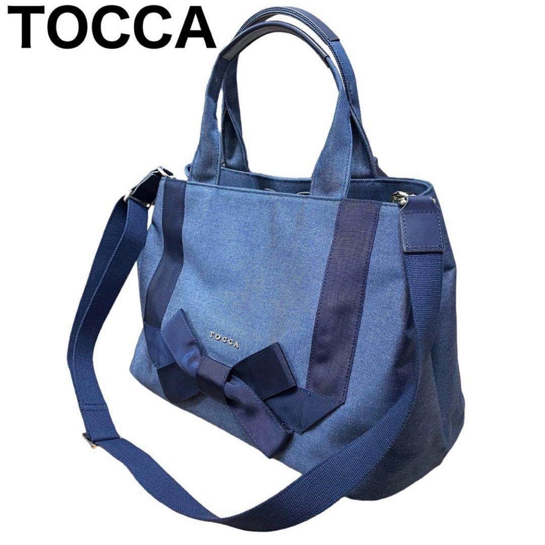 TOCCA トートバッグ　ショルダーバッグ　2way リボン　デニム調 | フリマアプリ ラクマ