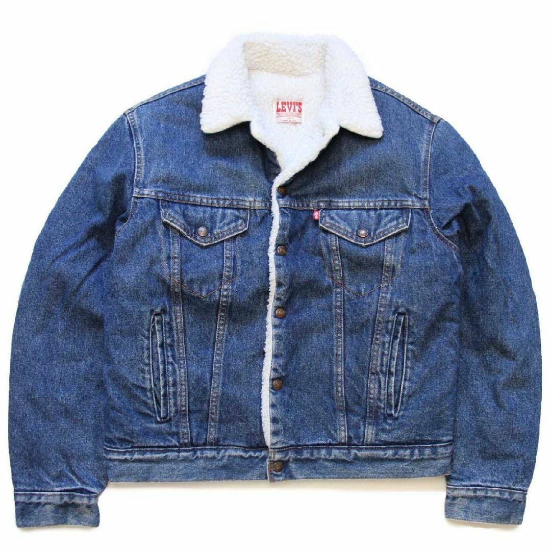 81%BACK80s USA製 Levi'sリーバイス 70608 ボアライナー デニムジャケット 4ポケット 40R★A ビンテージ オールド トラッカー インディゴ 70609