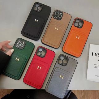 エルメス(Hermes)のiphone 高品質 PUレザー H ロゴケース カード入れ スマホケース(iPhoneケース)