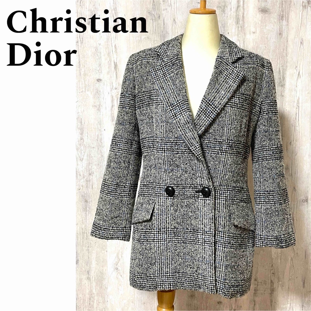 Christian Dior ジャケット　チェック　千鳥　ツイード