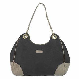 グッチ(Gucci)の本物 グッチ GUCCI キャンバス グッチシマ レザー ショルダーバッグ ブラック グレー 257265 バッグ 中古(ショルダーバッグ)