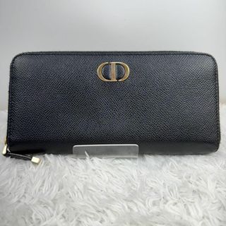 クリスチャンディオール(Christian Dior)の美品✨　DIOR モンテーニュ　CDロゴ　長財布　ラウンドジップ　黒　レザー(財布)