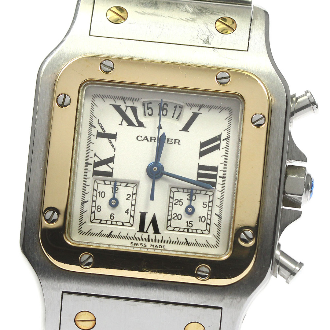 完璧 サントスガルベ W20042C4 CARTIER カルティエ LM _769336 メンズ クォーツ YGコンビ クロノリフレックス 腕時計(アナログ)
