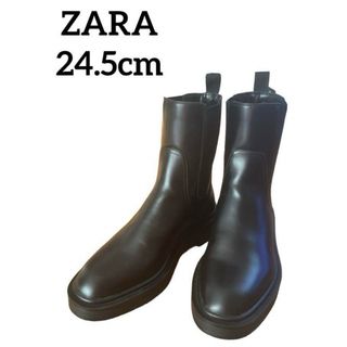 ザラ(ZARA)の★ザラ　サイドゴアブーツ　ブラック　24.5★美品(ブーツ)