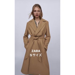 ザラ(ZARA)の【美品】ZARA ザラ ウール コート ブラック ベルト付き MANTECO(ロングコート)