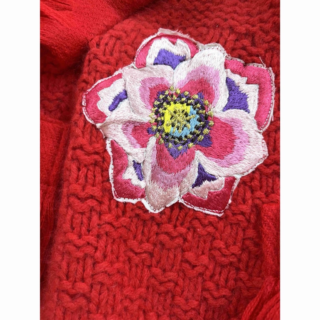 TSUMORI CHISATO(ツモリチサト)の超美品！VINTAGE 鳥　花刺繍　フリンジ　立体　ニット　ゆったり レディースのトップス(ニット/セーター)の商品写真