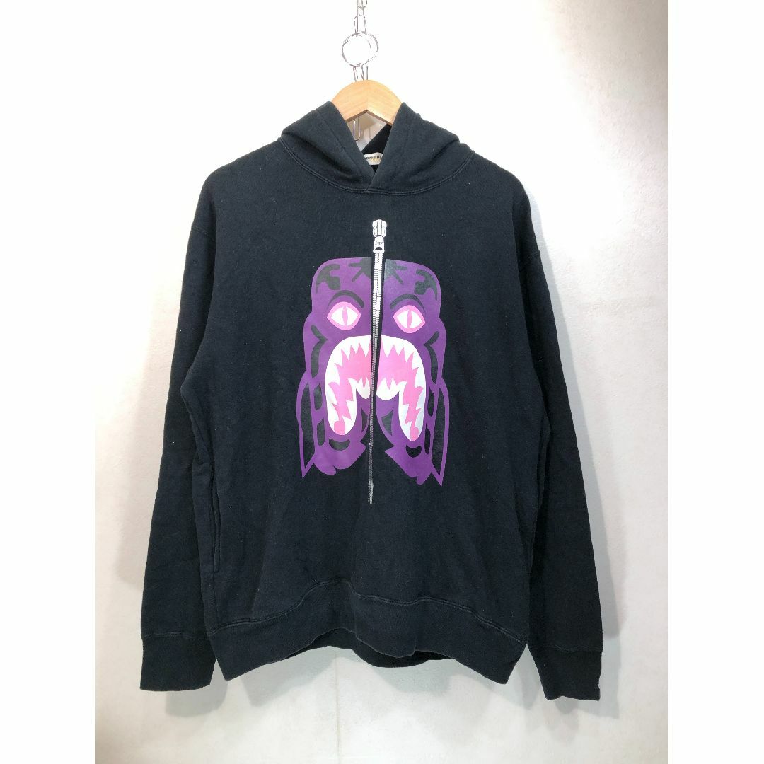 メンズ071182● A BATHING APE タイガー パーカー L ブラック