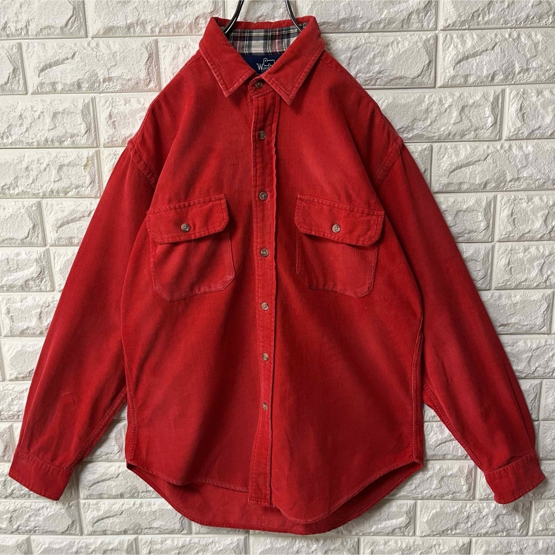 WOOLRICH(ウールリッチ)の【WOOLRICH】ウールリッチ 80s コーデュロイシャツ 折り返しチェック柄 メンズのトップス(シャツ)の商品写真