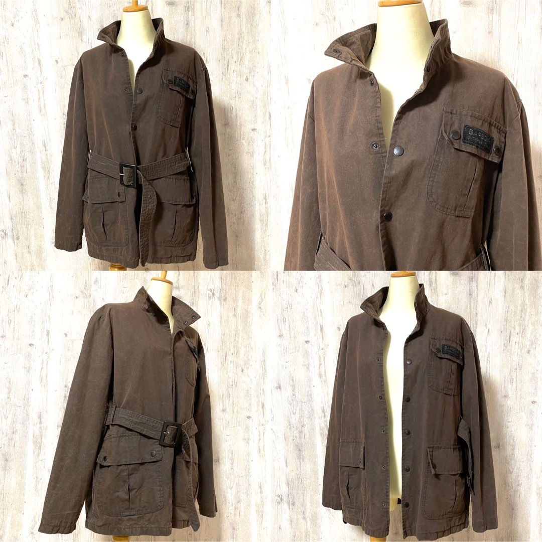 Barbour(バーブァー)の【Barbour】ウエストベルト付き オイルジャケット 古着 ブラウン M相当 メンズのジャケット/アウター(ブルゾン)の商品写真