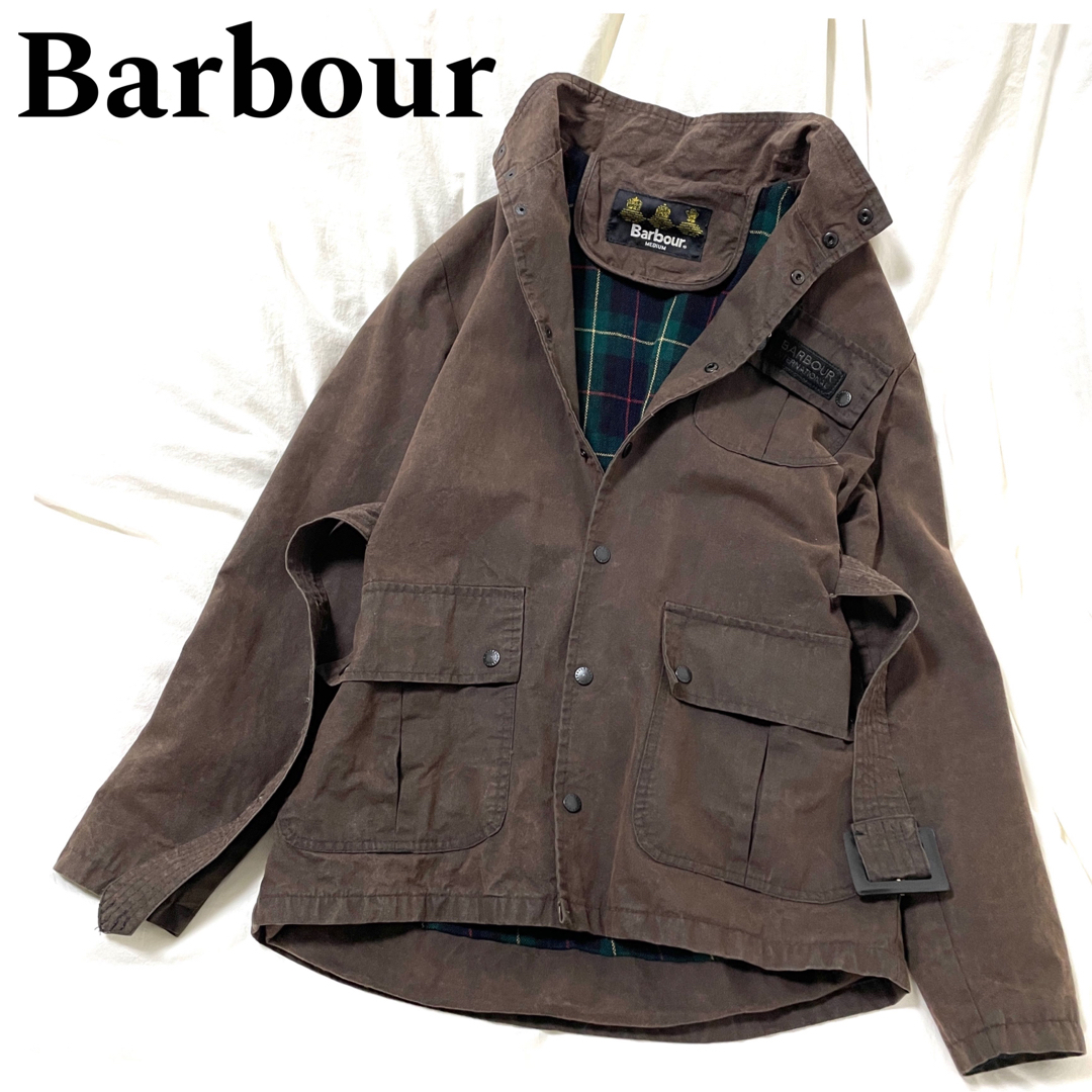 Barbour(バーブァー)の【Barbour】ウエストベルト付き オイルジャケット 古着 ブラウン M相当 メンズのジャケット/アウター(ブルゾン)の商品写真