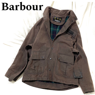 バーブァー(Barbour)の【Barbour】ウエストベルト付き オイルジャケット 古着 ブラウン M相当(ブルゾン)