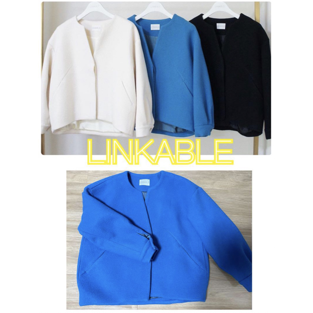 Chesty(チェスティ)のLINKABLE  リンカブル　ショートコート　ブルー　美品 レディースのジャケット/アウター(ノーカラージャケット)の商品写真
