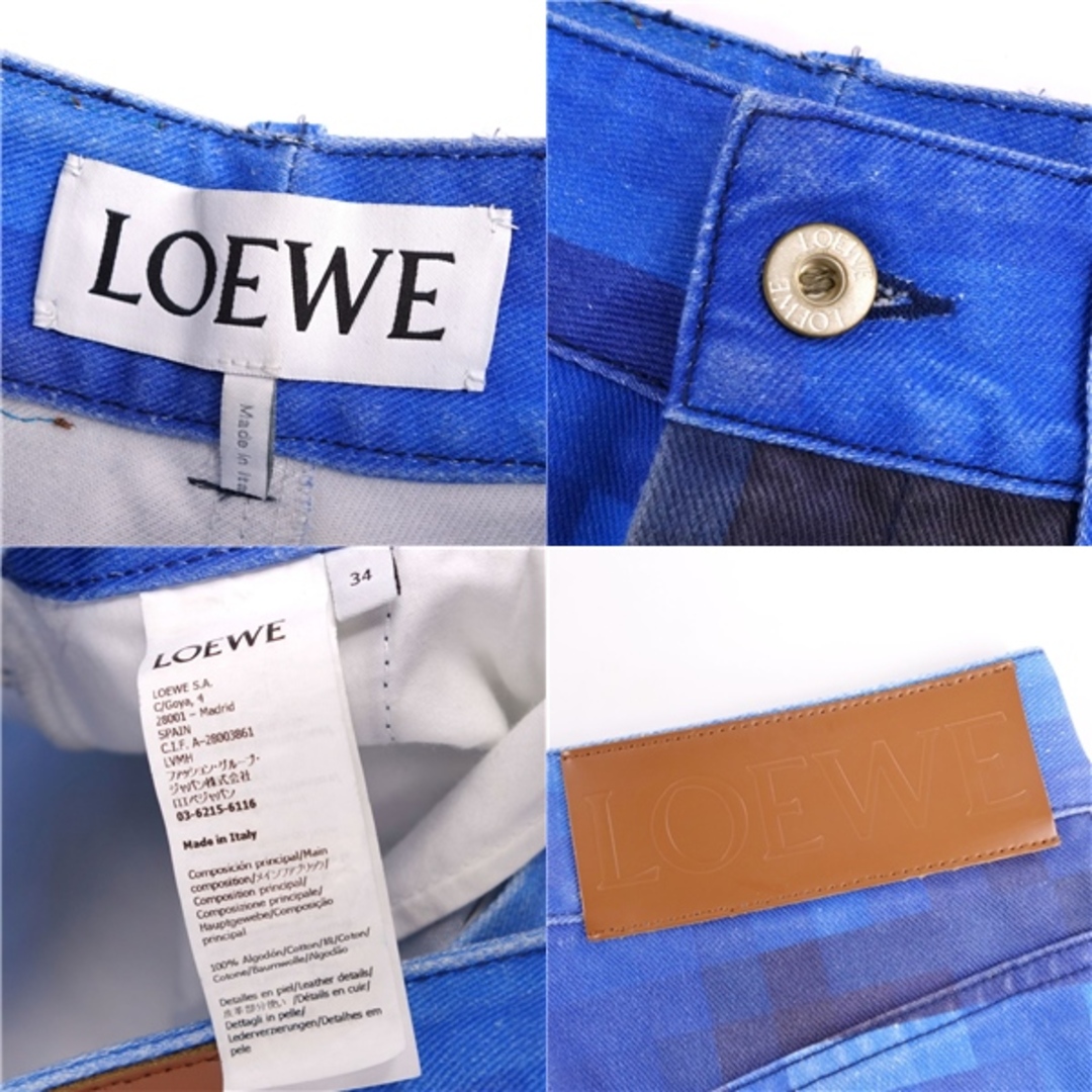 LOEWE(ロエベ)のロエベ LOEWE パンツ デニムパンツ バギー ジーンズ ワイドパンツ ピクセレイテッド ボトムス レディース 34(S相当) インディゴブルー レディースのパンツ(デニム/ジーンズ)の商品写真