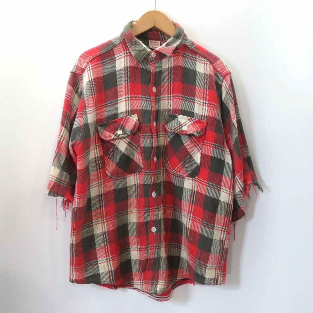 VINTAGE 60s BIG MAC CHECK SHIRT SIZE L ヴィンテージ ビッグマック タータンチェック シャツREDレッド