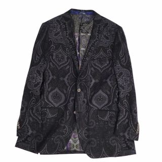 エトロ(ETRO)の極美品 エトロ ETRO ジャケット テーラードジャケット シングル ペイズリー柄 裏総柄 ウール アウター メンズ 56(XL相当) ブラック/グレー(テーラードジャケット)