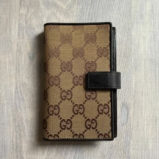 グッチ(Gucci)のGUCCI 手帳カバー　 ブラウン　GGキャンバス　レザー 手帳 スケジュール帳(ノート/メモ帳/ふせん)