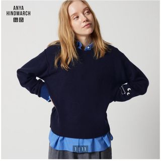 新品タグ付き🤍ANYA×UNIQLOプレミアムラムクルーネックセーター XL(ニット/セーター)