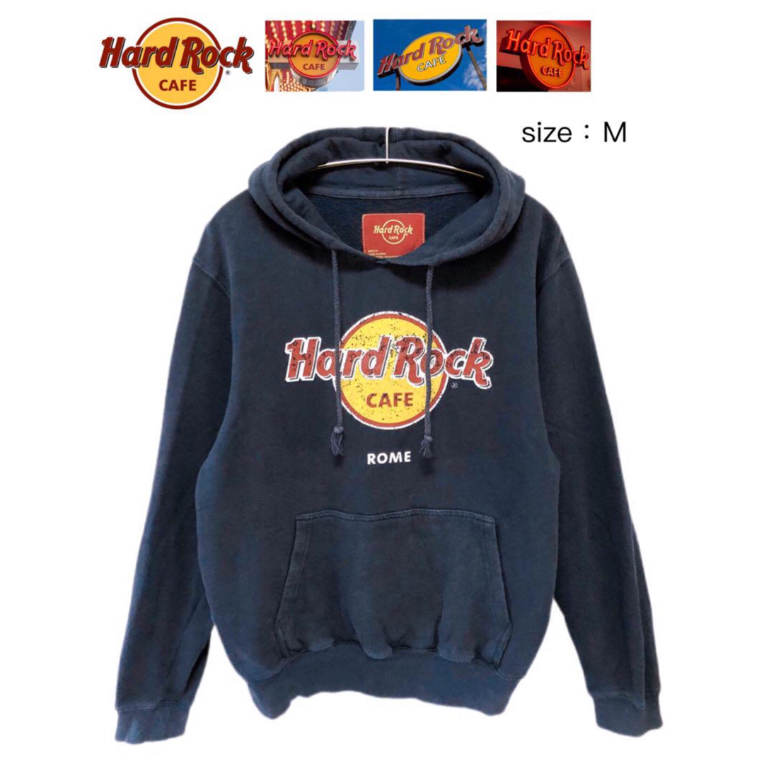 Hard Rock CAFE(ハードロックカフェ)のHard Rock Café　ハードロックカフェ　パーカー　M　紺　EU古着 メンズのトップス(パーカー)の商品写真