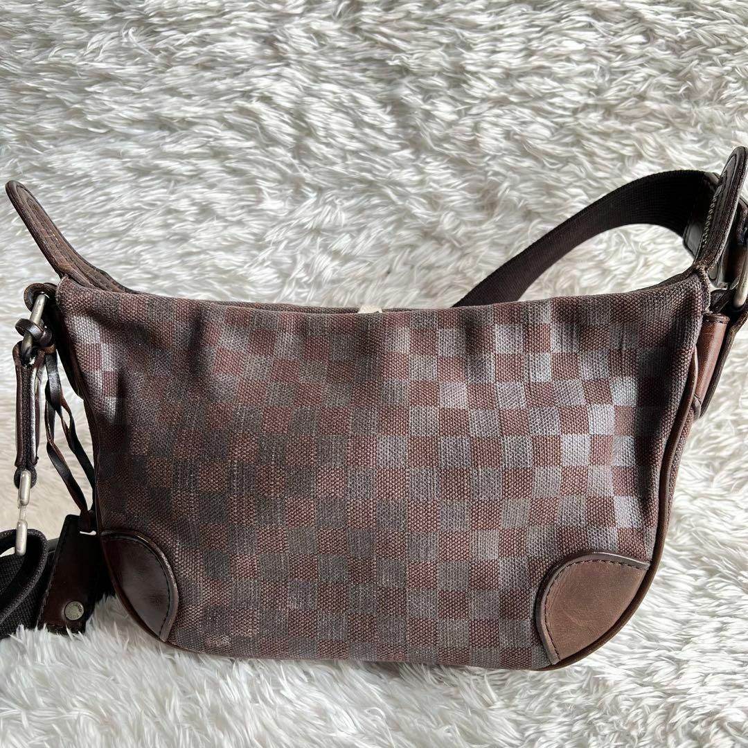 エルゴポック ボディバッグ レザー デニム チェック ロゴ金具 ショルダーバッグ エルゴポック ボディバッグ レザー デニム チェック ロゴ金具 ショルダーバッグ