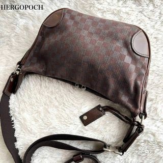 エルゴポック(HERGOPOCH)のエルゴポック　ボディバッグ　レザー　デニム　チェック　ロゴ金具　ショルダーバッグ(ボディーバッグ)