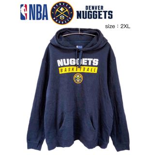 NBA　デンバー・ナゲッツ　パーカー　2XL　ネイビー　USA古着(パーカー)