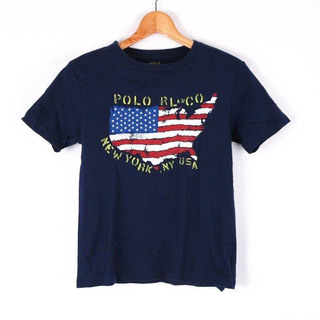 ポロラルフローレン(POLO RALPH LAUREN)のポロ・ラルフローレン Tシャツ 半袖 アメリカ国旗 コットン100％ トップス レディース Sサイズ ネイビー POLO RALPH LAUREN(Tシャツ(半袖/袖なし))
