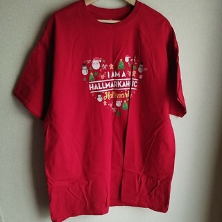 ヘインズ(Hanes)の【古着】ヘインズ　Tシャツ　赤　2XLサイズ　タグレス　Hallmark(Tシャツ(半袖/袖なし))