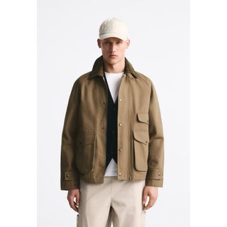 ザラ(ZARA)のZARA ザラ　襟付きジャケット　コーデュロイ、コットン、帆布　タグ付き新品(ブルゾン)