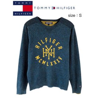 トミーヒルフィガー(TOMMY HILFIGER)のTommy Hilfiger　コットンセーター　S　ネイビー　USA古着(ニット/セーター)