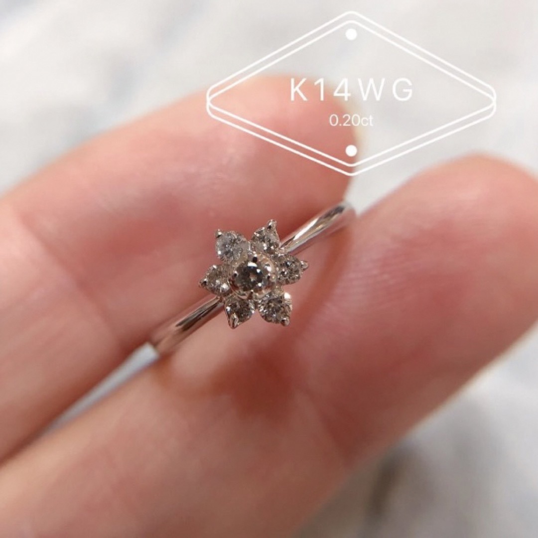 ダイヤモンド　リング　0.2カラット　k14 ホワイトゴールド　K14 WG レディースのアクセサリー(リング(指輪))の商品写真