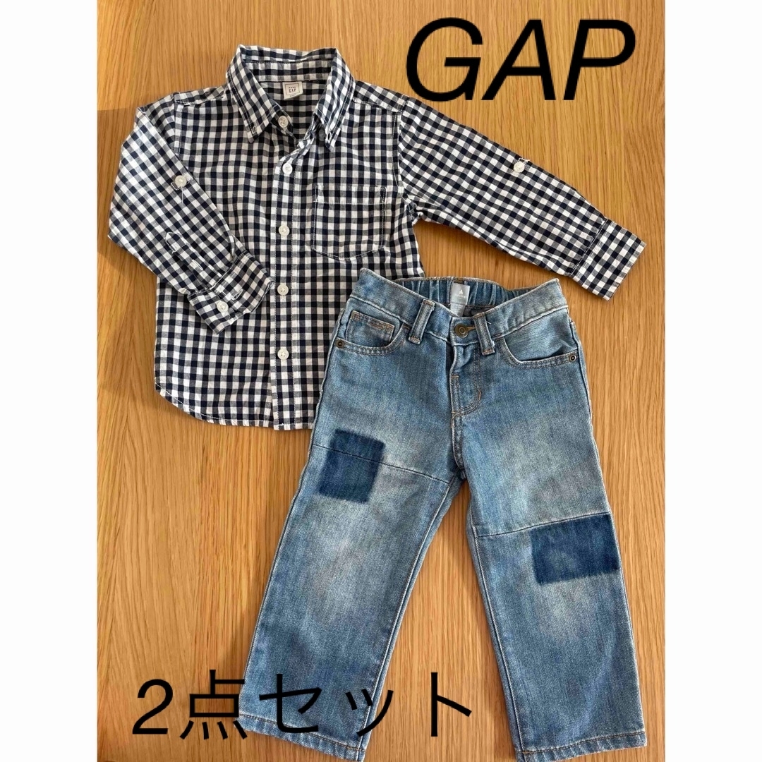 GAP(ギャップ)のgap デニム　チェックシャツ キッズ/ベビー/マタニティのキッズ服男の子用(90cm~)(Tシャツ/カットソー)の商品写真