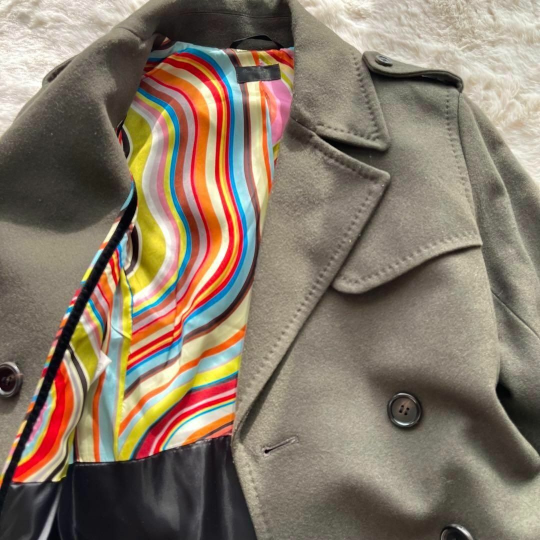 Paul Smith BLACK マルチストライプ ロングコートカシミヤ混 L Paul Smith BLACK マルチストライプ ロングコートカシミヤ混 L