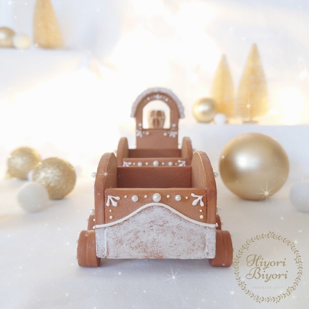 「フェイクスイーツ」クリスマス オブジェ　ジンジャーブレッドトレイン ハンドメイドのインテリア/家具(インテリア雑貨)の商品写真