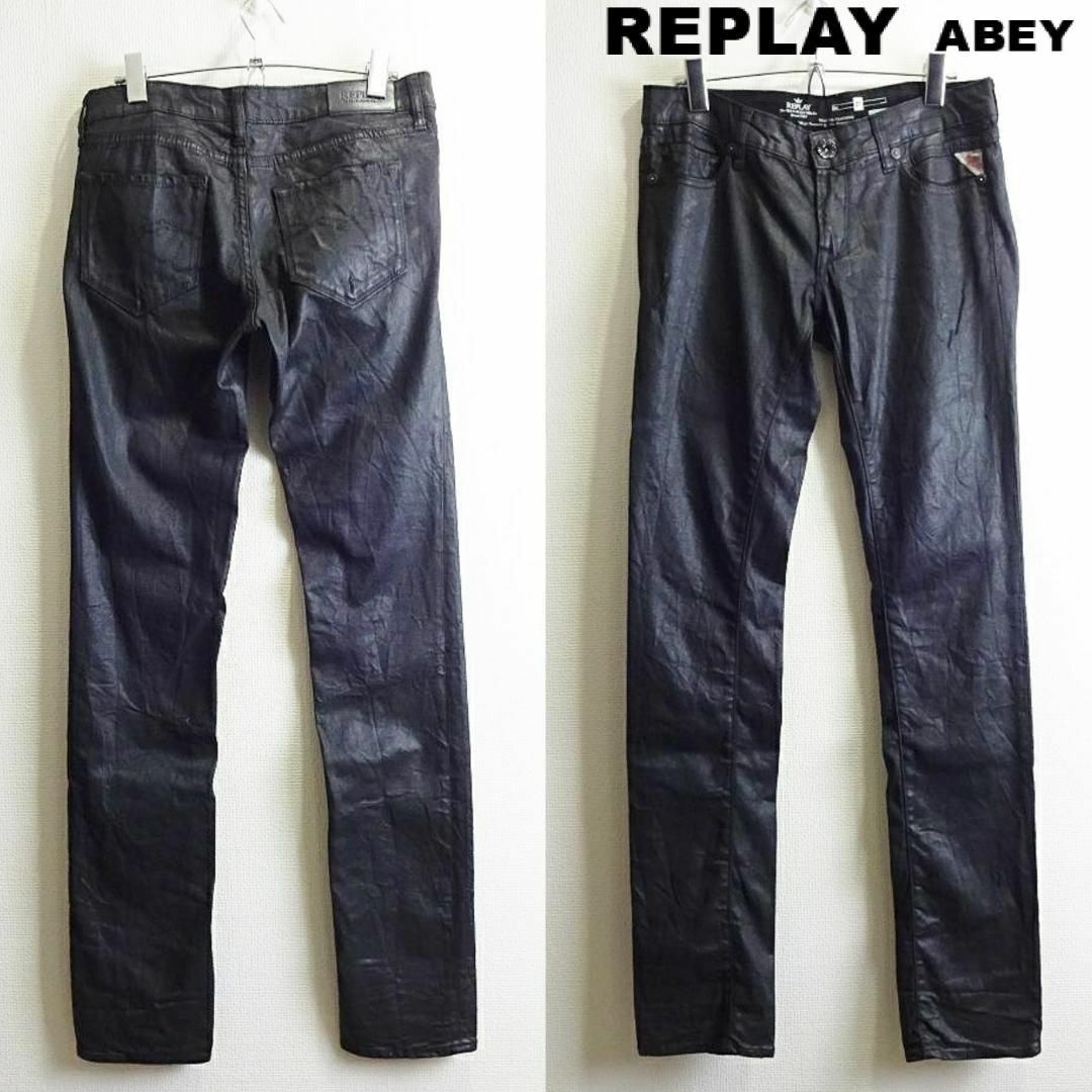 Replay(リプレイ)のリプレイ　ABEY　W78cm　スリムデニム　ストレッチ　ブラックコーティング レディースのパンツ(デニム/ジーンズ)の商品写真