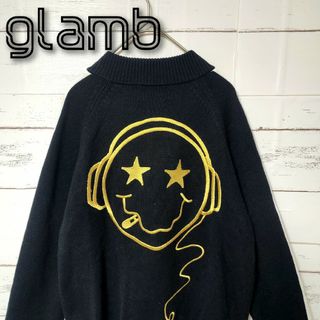 グラム(glamb)の《超希少》glamb グラム ニット ジャージ ブラック スマイル 刺繍ロゴ(ニット/セーター)