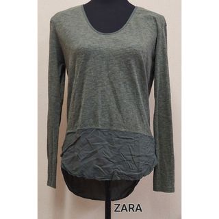 ザラ(ZARA)のZARAザラ ・長袖カットソー・カーキ・サイズM(カットソー(長袖/七分))