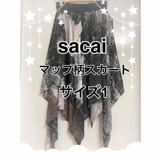 サカイ(sacai)のsacai ワールドマップ柄スカート　希少　サイズ1(ひざ丈スカート)
