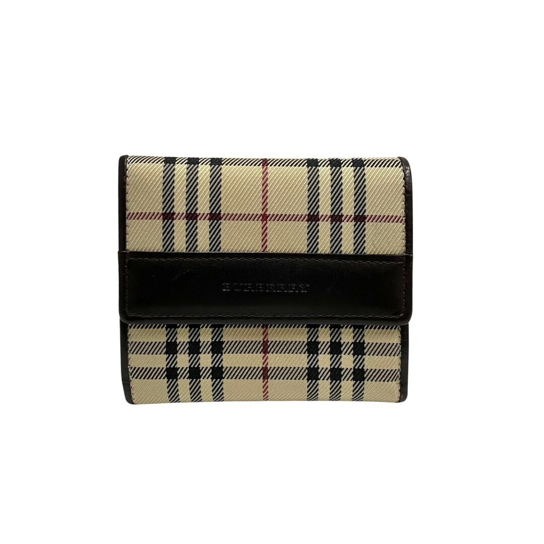 美品】BURBERRY コンパクトウォレット ノバチェック レザー キャンバス-