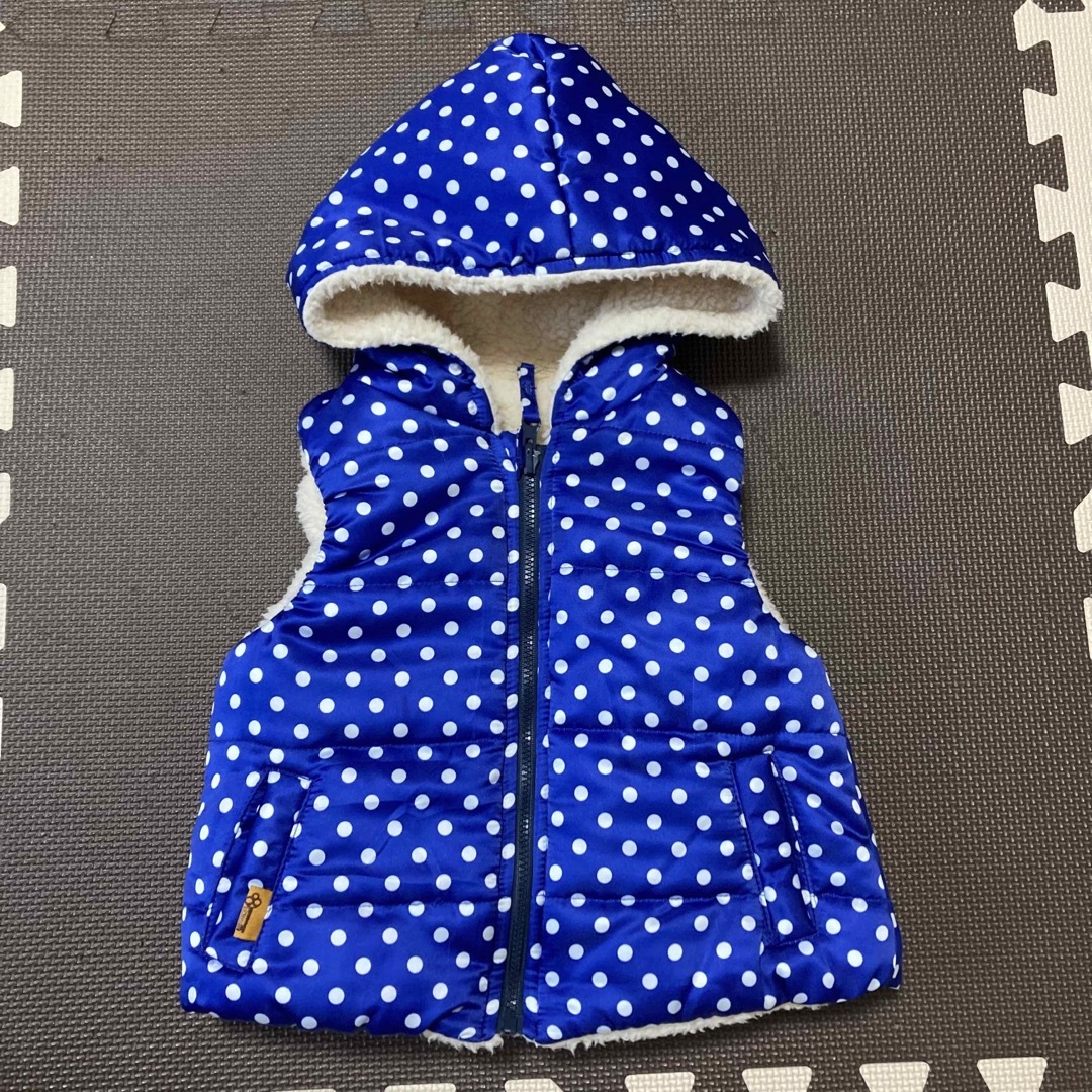 パッチワーク パーカー ボアベスト リバーシブル 3点セット 女の子 80cm キッズ/ベビー/マタニティのベビー服(~85cm)(ジャケット/コート)の商品写真