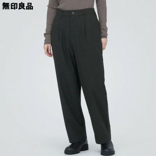 ムジルシリョウヒン(MUJI (無印良品))の★新品★  無印良品 ストレッチ起毛タックパンツ ／ダークブラウン／XL(カジュアルパンツ)