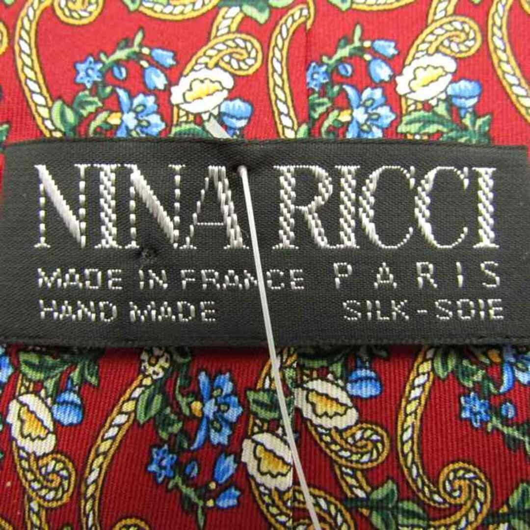 NINA RICCI(ニナリッチ)のニナリッチ ブランド ネクタイ シルク 花柄 ボタニカル柄 総柄 ハンドメイド メンズ レッド NINA RICCI メンズのファッション小物(ネクタイ)の商品写真